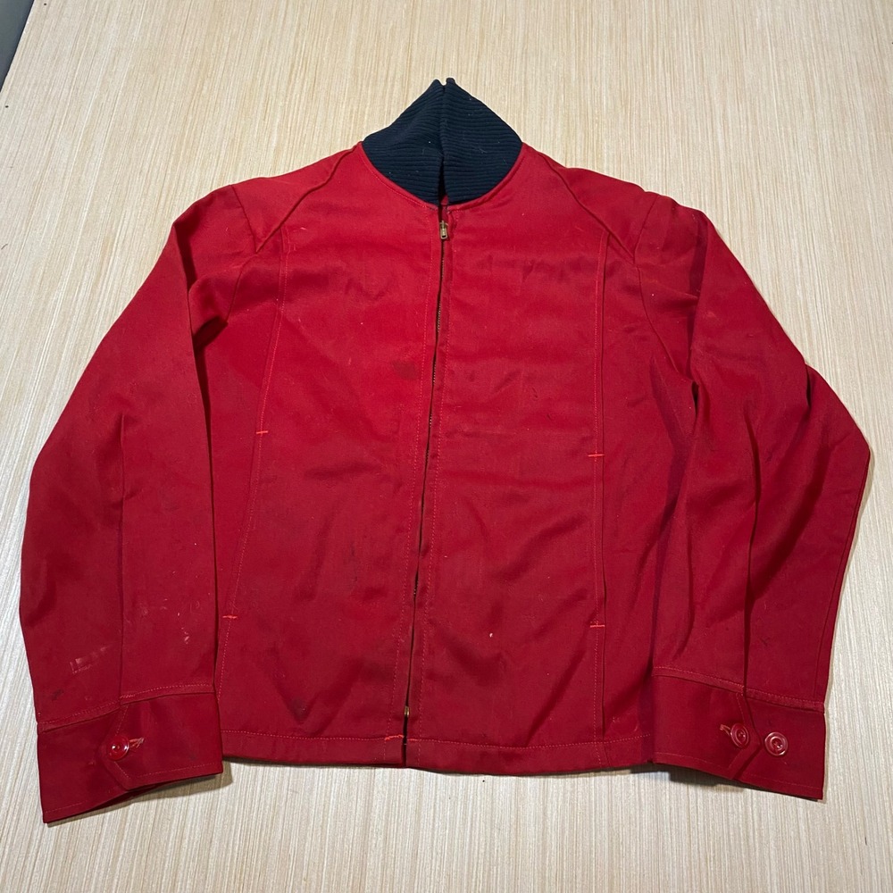 Vintage 50s/60s Unitog Duro-Prest Red Work Jacket Mens 38 Regular Full Zip Knit